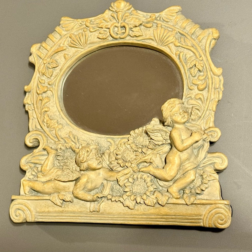 Wang's International Vanity Mirror Renaissance Angel Cherub Ivory 7.5 in Vintage - Picture 3 of 6